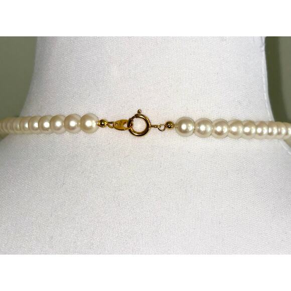 Vintage Japanese Faux Pearl Enamel Floral Beaded Statement Necklace - Picture 4 of 9